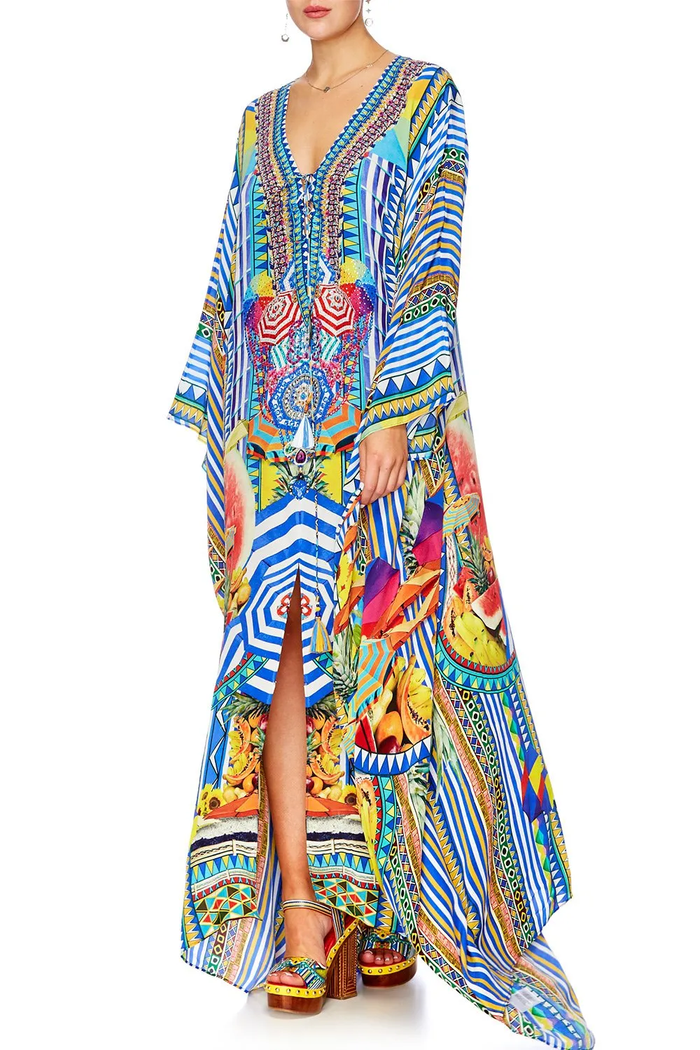 SPLIT HEM LACE UP KAFTAN BOOK A SHADE