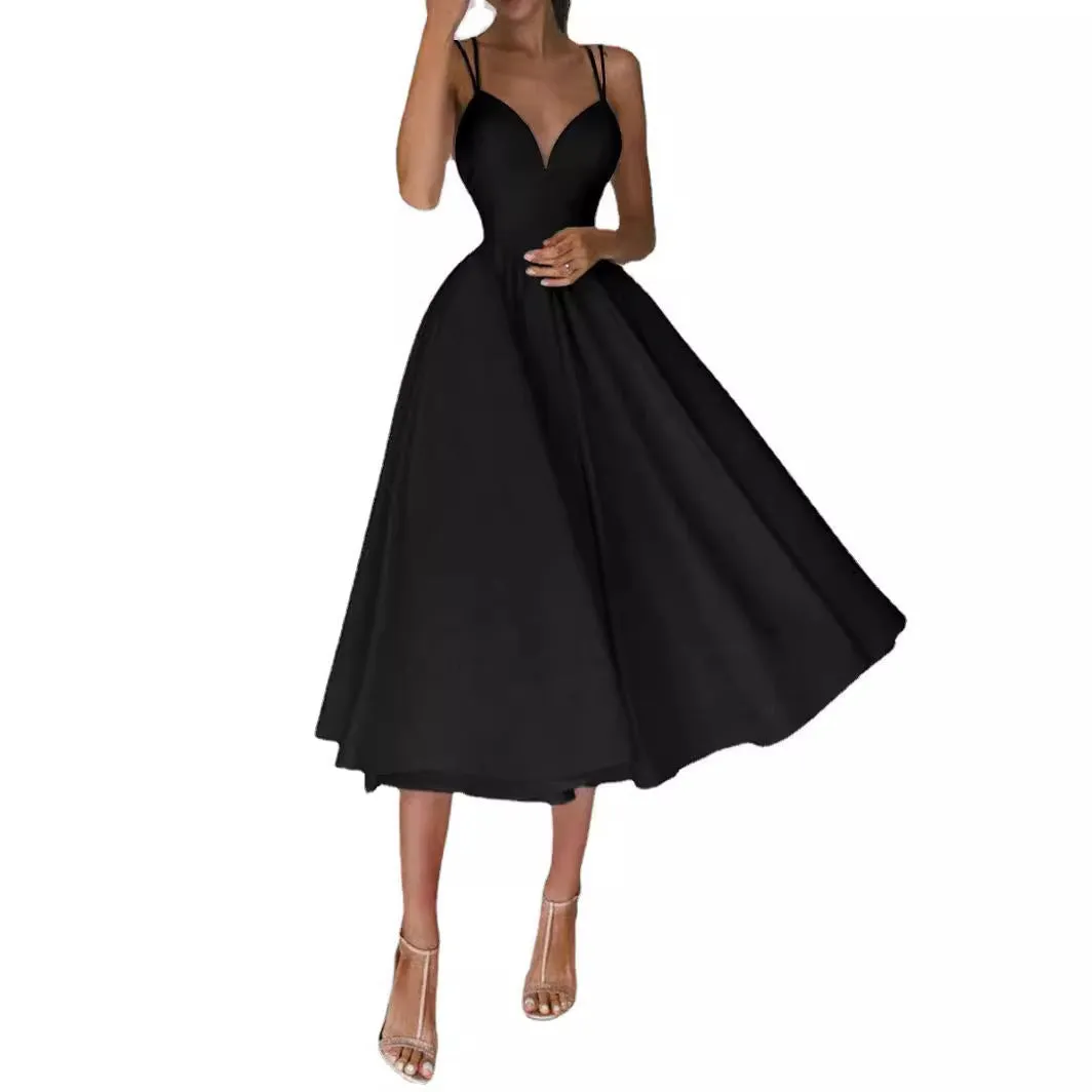 Suspender Swing Midi Dress