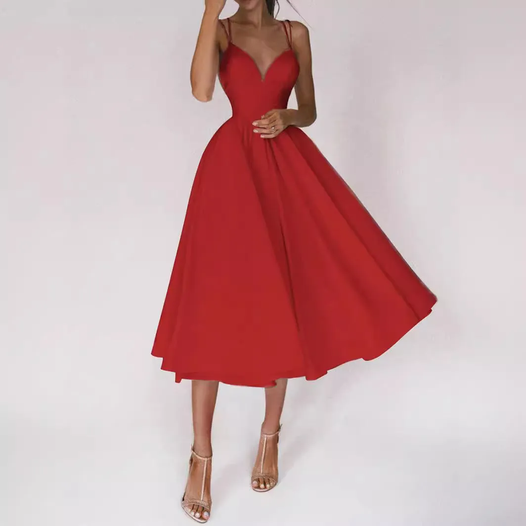 Suspender Swing Midi Dress