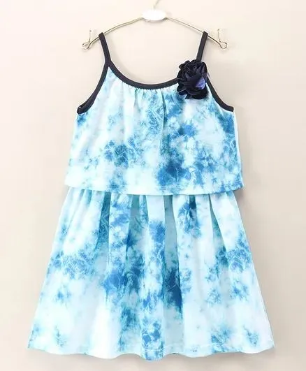 Tie and Dye Layered Dress - Blue