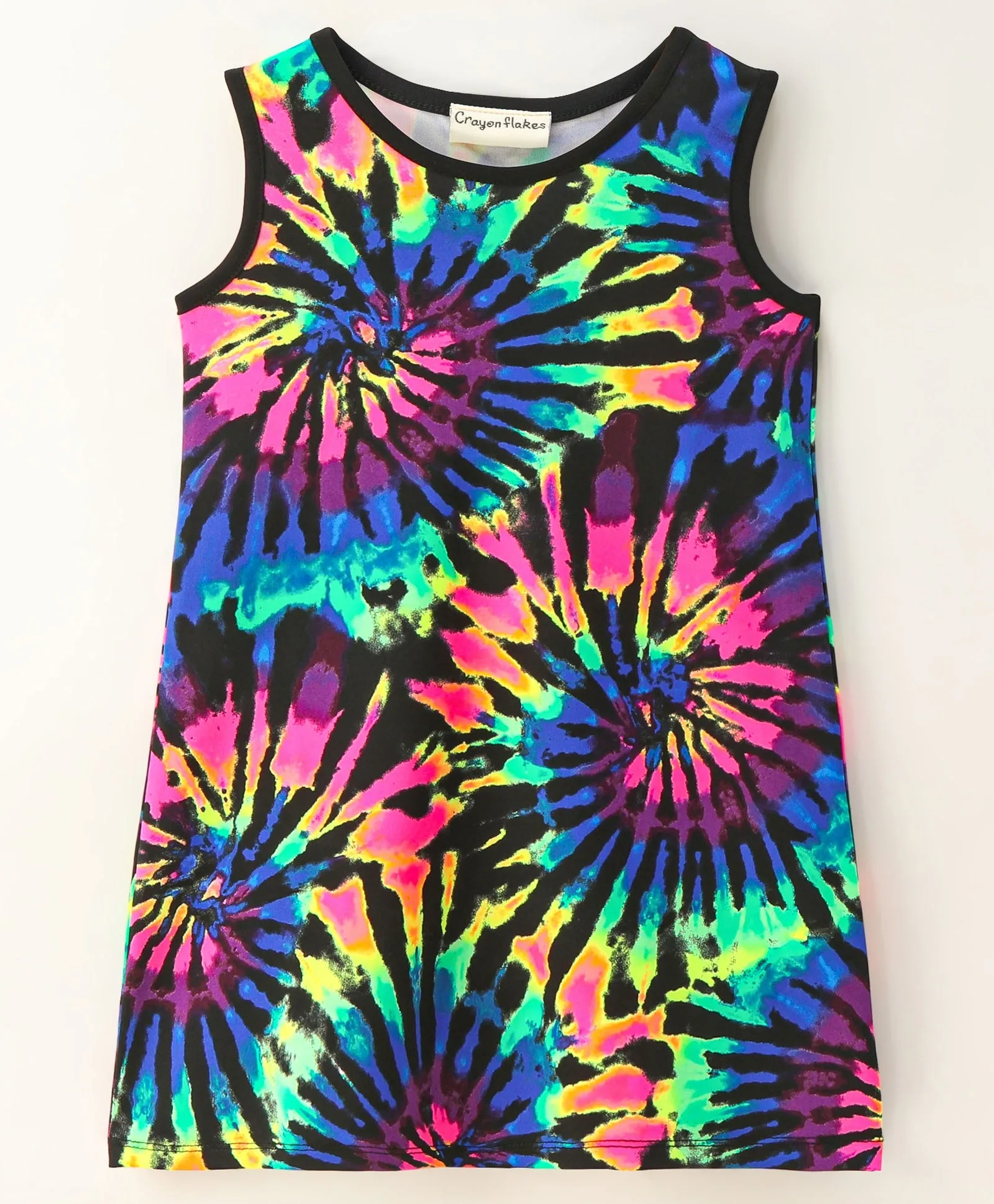 Tie and Dye Printed Straight Sleeveless Dress