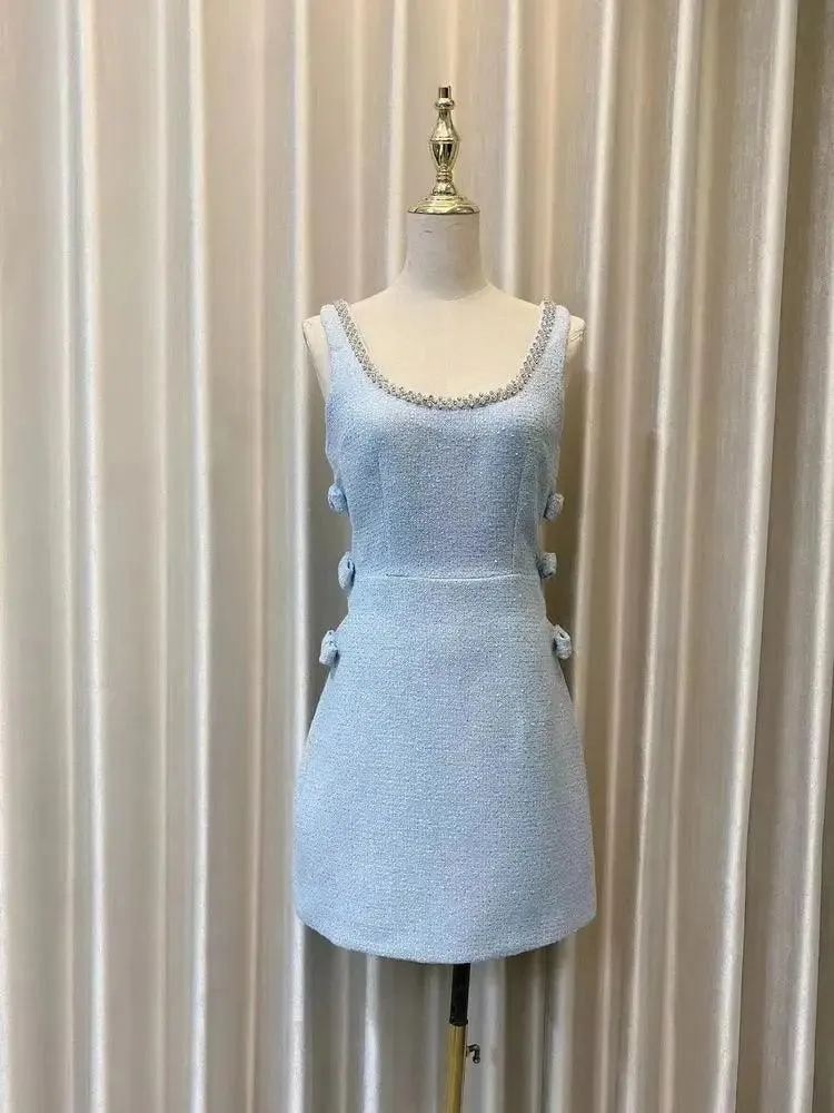 U-Neck Studded Diamond Bow Dress