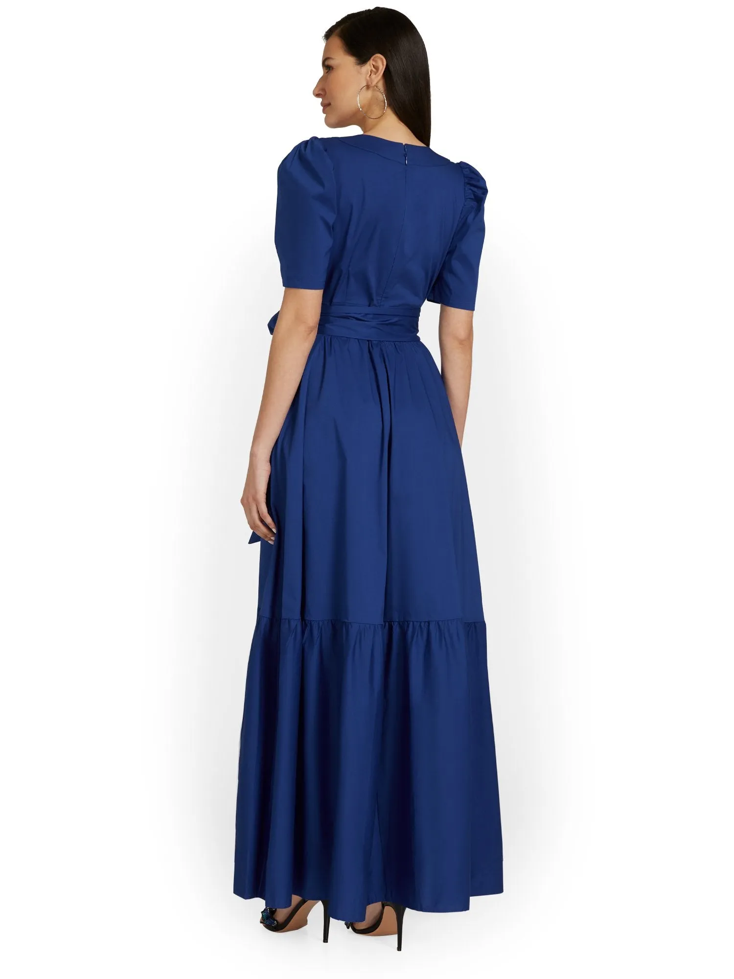 V-Neck Bow-Waist Maxi Dress