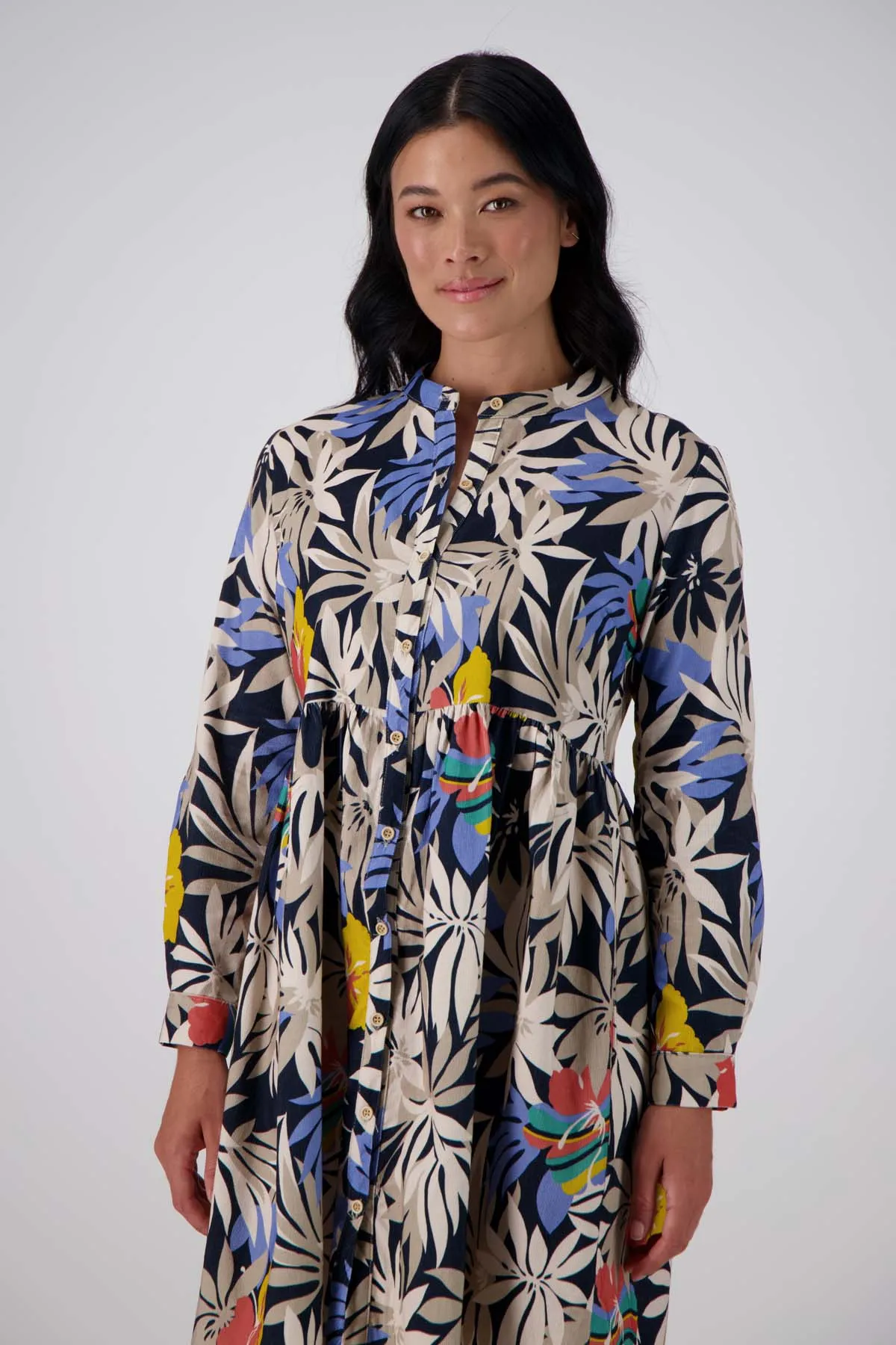 Wildflowers Tunic Dress Black in Fine Cord