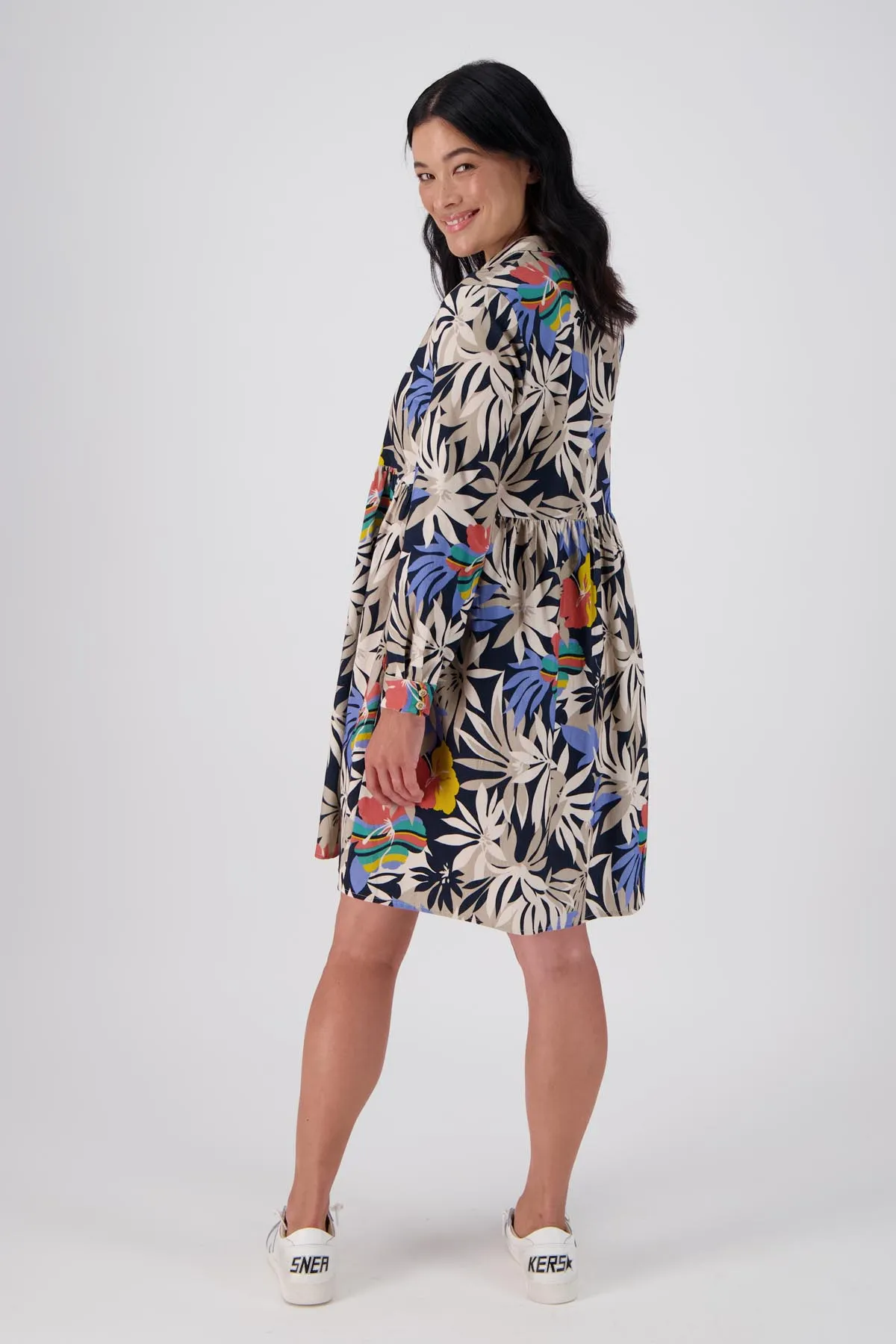 Wildflowers Tunic Dress Black in Fine Cord