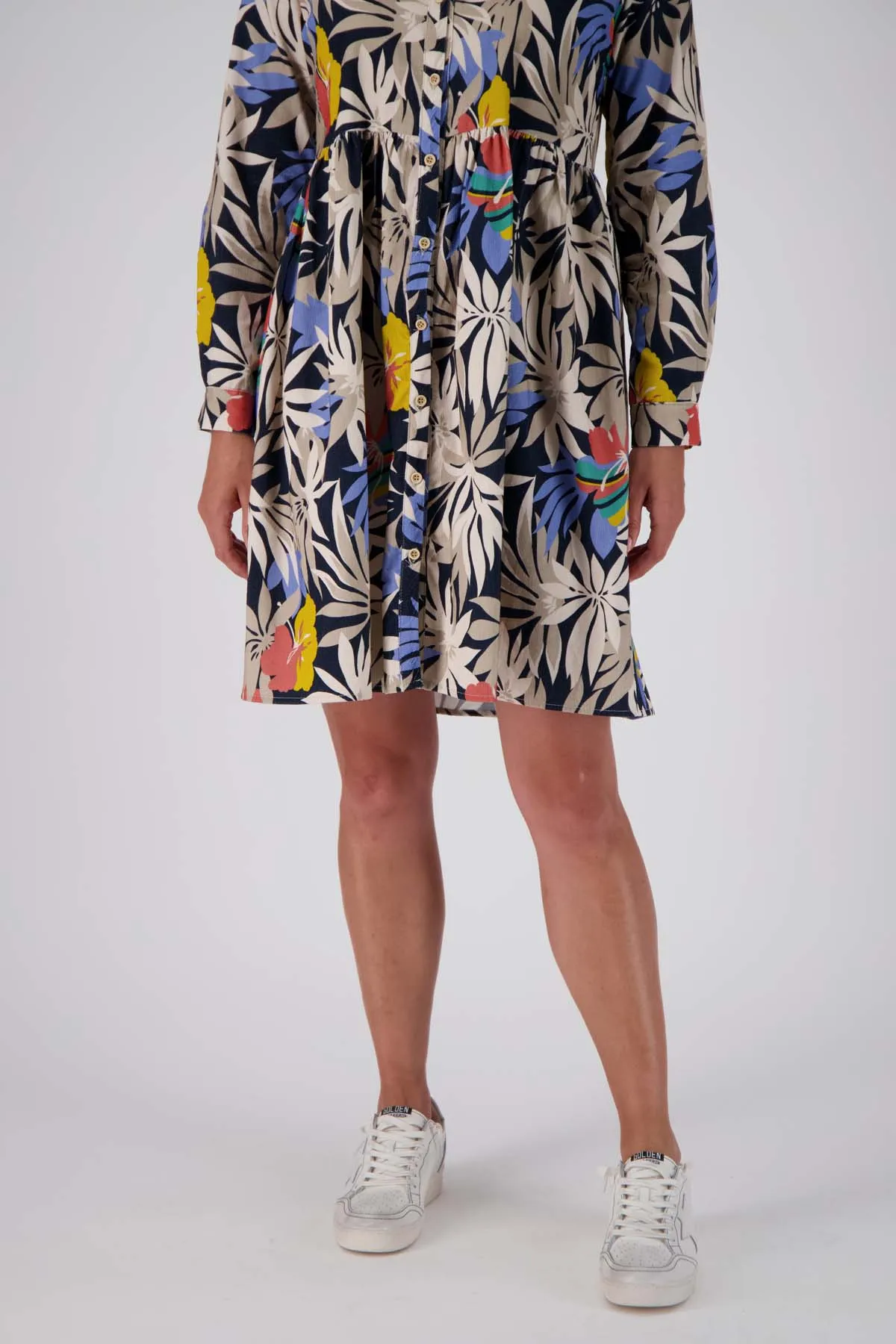 Wildflowers Tunic Dress Black in Fine Cord